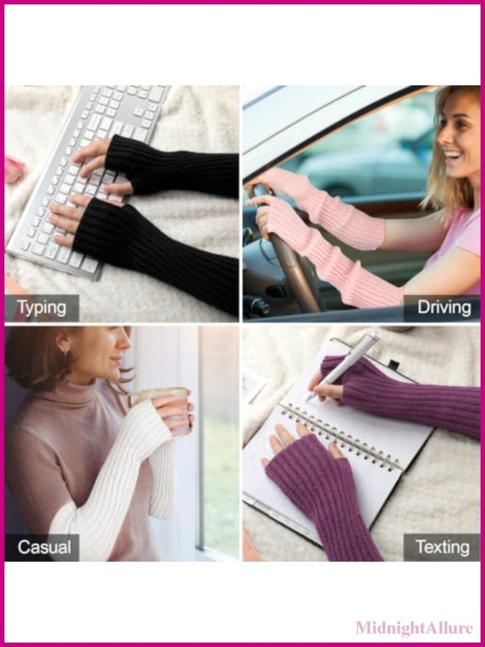 Cashmere Blend Long Fingerless Arm Warmers Knitted Sleeves - Picture 6 of 6